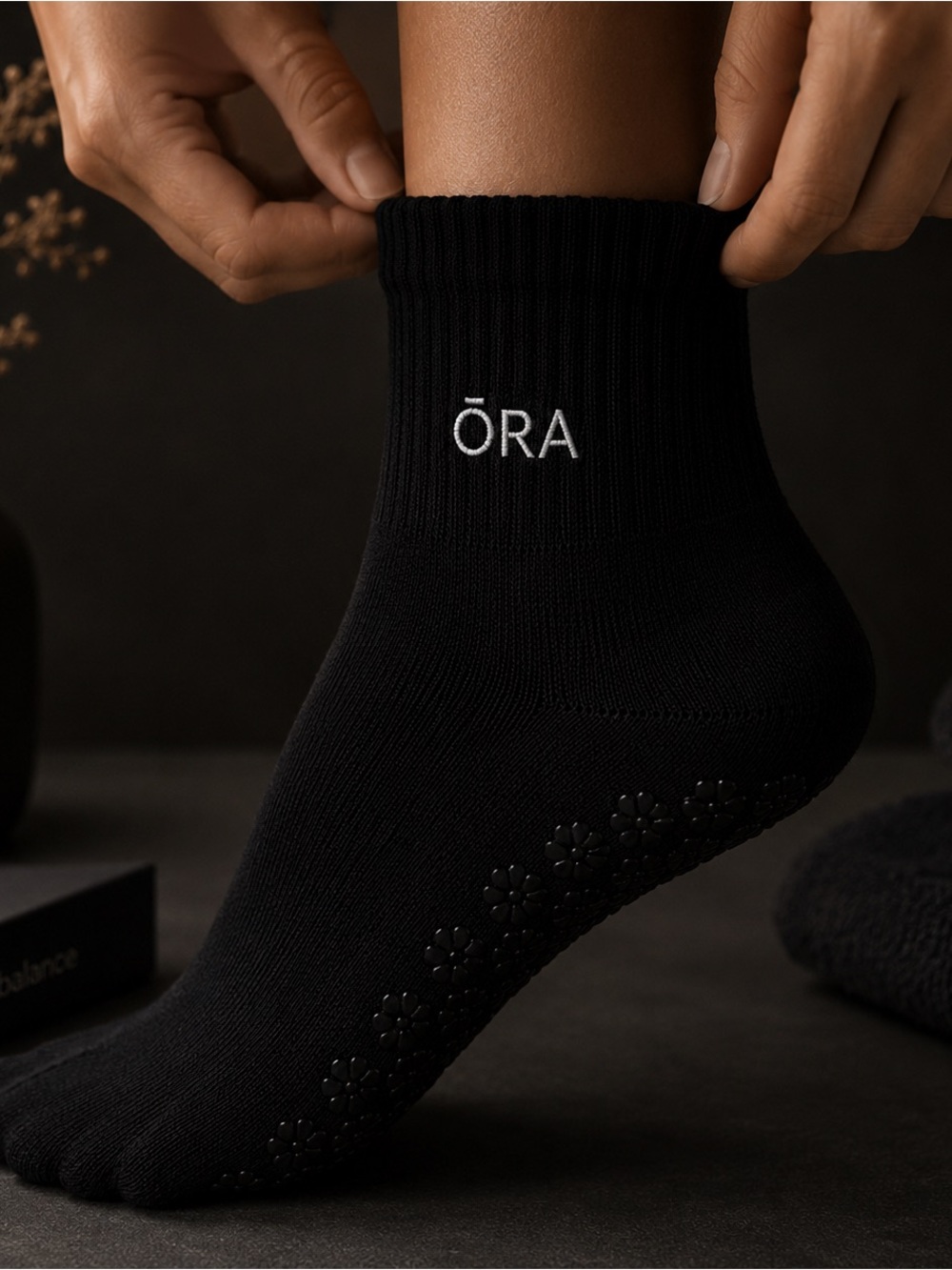 ŌRA Black Grip Socks